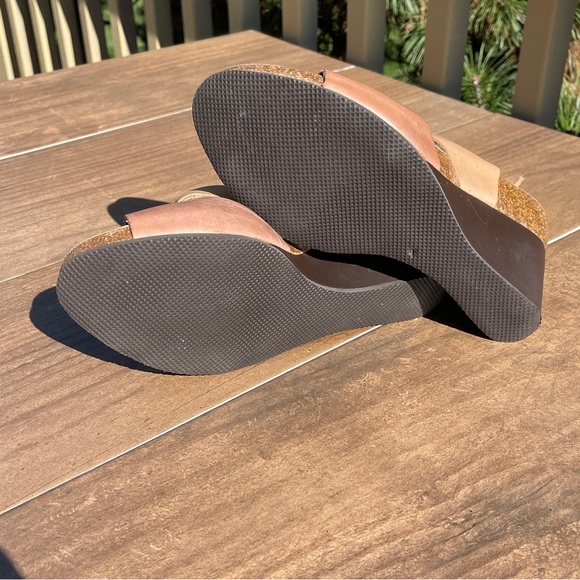 Pedro Iniesta Two Tone Leather Wedge Sandals Size 8, Made in Spain Size 10 - Picture 5 of 6